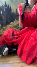 Load image into Gallery viewer, 1950’s Red Chiffon Peignoir Robe and Nightgown Set by Shadowline