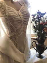 Load image into Gallery viewer, Breathtaking 1930’s Vintage Dove White Sheer Bridal Dress with Train