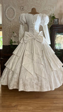 Load image into Gallery viewer, Fairytale 1980’s Vintage Old Stock White Floral Cotton Bridal Gown by Laura Ashley