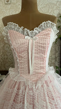 Load image into Gallery viewer, Beautiful 1980’s Vintage Pink Satin and Tiered White Lace Dream Dress