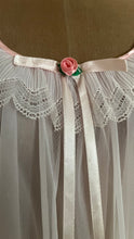 Load image into Gallery viewer, Absolutely Adorable 1970s Vintage Pink Chiffon & Lace Babydoll Chemise