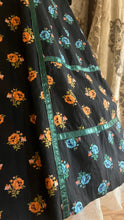 Load image into Gallery viewer, Rare Marigold Print 1970’s vintage black calico Gunne Sax midi dress
