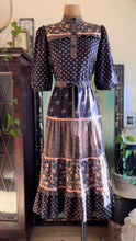 Load image into Gallery viewer, 1970’s Vintage Wild Rose Calico Drawstring Tent Dress by Young Edwardian