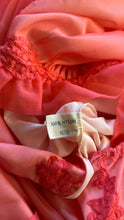 Load image into Gallery viewer, Pretty 1950’s 1960s coral pink chiffon peignoir robe by Kayser