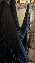 Load image into Gallery viewer, Exquisite 1970’s Vintage Designer Black Pleated Nightgown and Robe Peignoir Set by Lucie Ann