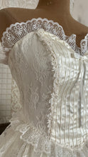 Load image into Gallery viewer, Stunning 1980’s Vintage White Satin and Tiered Lace Dream Dress
