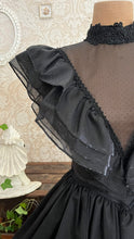 Load image into Gallery viewer, Showpiece Gothic 1980’s vintage Black Swiss Dot Chiffon Gunne Sax gown