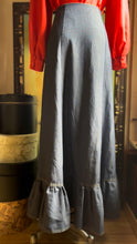 Load image into Gallery viewer, Handmade Vintage Gold Horse Button Down Denim Prairie Skirt