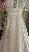Load image into Gallery viewer, Beauty 1970's vintage white lace and poplin maxi dress