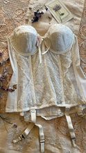 Load image into Gallery viewer, Deadstock 1950’s Vintage white Satin and Lace Bustier by Lady Marlene
