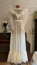 Load image into Gallery viewer, Ethereal Homemade 1970’s Vintage Sheer Ivory Lace Gunne Dress
