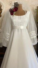 Load image into Gallery viewer, Breathtaking 1970’s Vintage White Chiffon Bridal Gown Wedding Dress by Lorrie Deb of San Francisco
