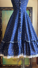 Load image into Gallery viewer, 1970’s Vintage Navy Blue Gunne Sax Midi Sundress
