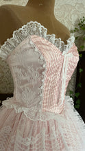 Load image into Gallery viewer, Beautiful 1980’s Vintage Pink Satin and Tiered White Lace Dream Dress