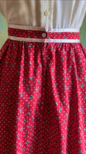 Load image into Gallery viewer, Bright and Beautiful 1970’s Vintage Red Calico Midi Skirt