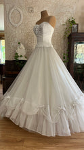 Load image into Gallery viewer, Stunning 1950’s 1960’s Vintage White Chiffon and Satin Bridal Dress