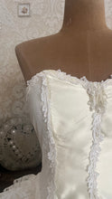 Load image into Gallery viewer, Perfect Cupcake 1970's Vintage Ivory Satin and White Lace Gown