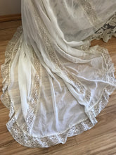 Load image into Gallery viewer, Breathtaking 1930’s Vintage Dove White Sheer Bridal Dress with Train