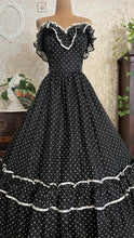 Load image into Gallery viewer, The 3 Shadows 1980’s Vintage Black and White Swiss Dot Gunne Sax Dress