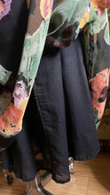 Load image into Gallery viewer, Cozy 1980’s Vintage Black Velveteen and Floral Print Chiffon Dress by Adini