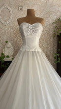 Load image into Gallery viewer, Stunning 1950’s 1960’s Vintage White Chiffon and Satin Bridal Dress