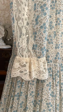 Load image into Gallery viewer, 1970’s Vintage Blue Rose Print Gunne Sax Dress