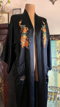 Load image into Gallery viewer, Elegant Black Satin Embroidered Dragon Robe