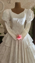 Load image into Gallery viewer, Fairytale 1980’s Vintage Old Stock White Floral Cotton Bridal Gown by Laura Ashley