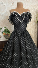 Load image into Gallery viewer, The 3 Shadows 1980’s Vintage Black and White Swiss Dot Gunne Sax Dress