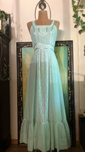 Load image into Gallery viewer, 1970’s Vintage Green Voile Sundress by Candi Jones