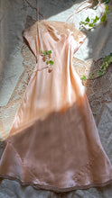 Load image into Gallery viewer, Lovely 1930’s vintage peachy pink satin and ecru lace slip