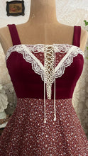 Load image into Gallery viewer, Perfect 1970’s Vintage Red Calico and velveteen Gunne Sax Maxi Sundress