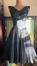 Load image into Gallery viewer, Darling 1950’s Vintage Little Black Pleated Chiffon Dress by Jonny Herbert