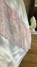 Load image into Gallery viewer, Incredible 1980’s Vintage White Satin and Pink Lace Dress