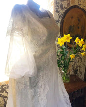 Load image into Gallery viewer, Beautiful 1970’s Vintage Lace and Pleated Chiffon Bridal Wedding Dress