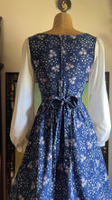 Load image into Gallery viewer, 1970’s Vintage Navy Blue Calico and Corduroy Gunne Sax Midi Dress