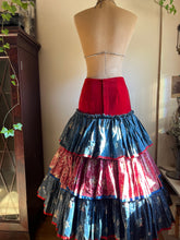 Load image into Gallery viewer, Incredible Handmade Vintage Calico and Velveteen Ruffle Skirt