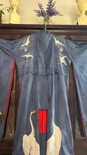 Load image into Gallery viewer, Incredible Vintage 17 Hand Painted Cranes Silk Kimono Robe