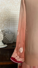 Load image into Gallery viewer, Homemade jeweled ombre pink silk chiffon and fuscia velvet robe