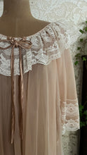 Load image into Gallery viewer, Dreamy 1970's vintage Cappuccino Beige and Ivory cream chiffon peignoir Robe
