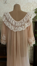 Load image into Gallery viewer, Dreamy 1970's vintage Cappuccino Beige and Ivory cream chiffon peignoir Robe
