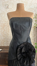 Load image into Gallery viewer, Gorgeous 1980’s Vintage Black Leather Tiered Wiggle Dress