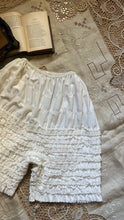 Load image into Gallery viewer, Darling 1970’s vintage white ruffle long leg bloomer panties by Gladmate