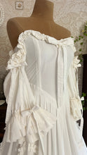 Load image into Gallery viewer, Fairytale 1984 Vintage Off the Shoulder White Cotton Bridal Gown by Laura Ashley
