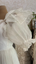 Load image into Gallery viewer, Fairytale 1980’s Vintage Dove White Silk Organza Bridal Gown by Laura Ashley