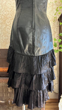 Load image into Gallery viewer, Gorgeous 1980’s Vintage Black Leather Tiered Wiggle Dress
