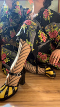 Load image into Gallery viewer, Amazing 1970's vintage black floral angel sleeve dress