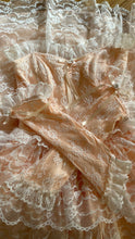 Load image into Gallery viewer, Perfect 1980’s Vintage Peachy Pink Satin and White Lace Dream Dress with Armlets