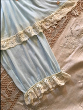 Load image into Gallery viewer, 1980’s Vintage Blue Mesh and Lace BabyDoll Camisole & Bloomer Set by Rosalie