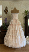 Load image into Gallery viewer, Fairytale 1980’s Vintage Pink Satin and White Lace Dream Dress with Armlets